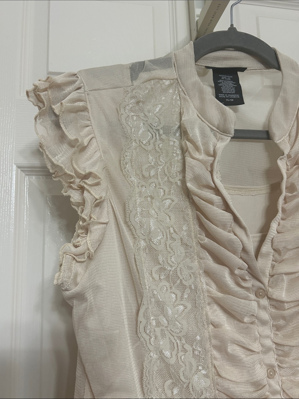 Metaphor Lace Ruched Dreamy Romantic Top Date Night Vibes Soft Feminine Y2K XL - Picture 5 of 9